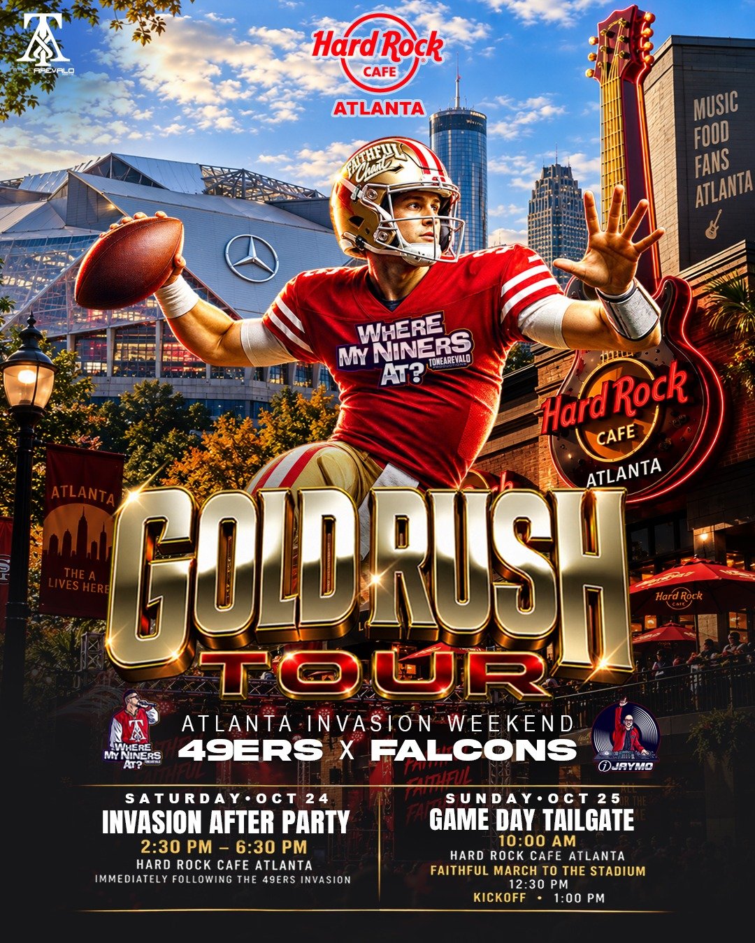 Gold Rush Tour Atlanta Invasion Weekend flyer for October 24 and 25, 2026 at Hard Rock Cafe Atlanta